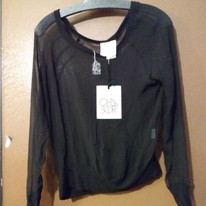 NWT Chaser black see through blouse